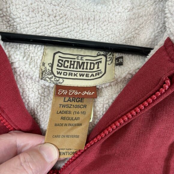 CE Schmidt Workwear Jacket Womens Size Large Red Zip Front Cotton Blend - Picture 6 of 15